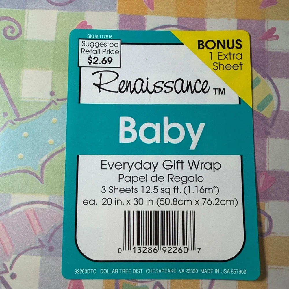 5/$25 VINTAGE Baby Shower Wrapping Paper Umbrellas